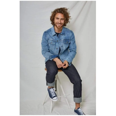 Kuyichi Herren vegan Jeansjacke Bourne Vintage Hellblau