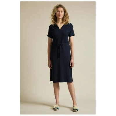 LANIUS Kleid mit V-Ausschnitt aus Hanf mit Bio-Baumwolle
