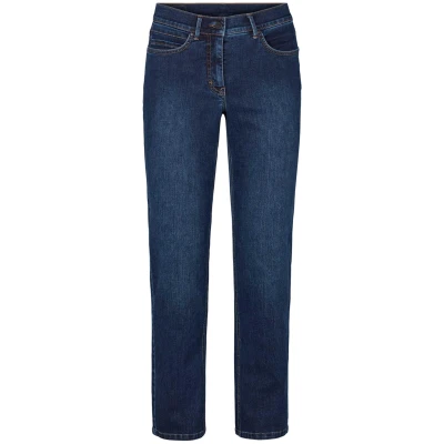 LAURIE Damen vegan Jeans Marple Straight Medium Length Washed Dark Blue Denim
