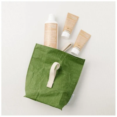 LICHTGRÜN GESCHENKSET Goldener Bio-Lein mit Kulturtasche gratis