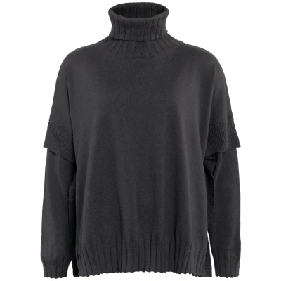 LIVING CRAFTS - Damen Poncho - Schwarz (85% Bio-Baumwolle; 15% Bio-Wolle), Nachhaltige Mode, Bio Bekleidung