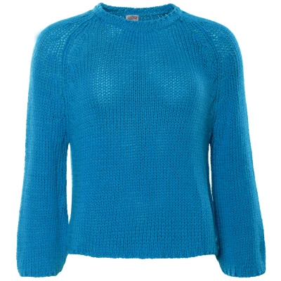 LIVING CRAFTS - Damen Pullover, 3/4-Arm - Blau (100% Bio-Baumwolle), Nachhaltige Mode, Bio Bekleidung