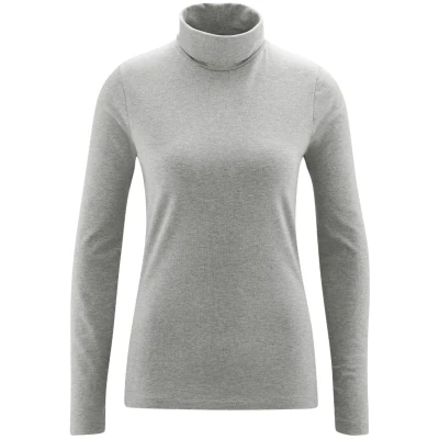 LIVING CRAFTS - Damen Rollkragen-Shirt - Grau (95% Bio-Baumwolle; 5% Elasthan), Nachhaltige Mode, Bio Bekleidung