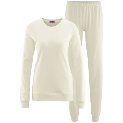 LIVING CRAFTS - Damen Schlafanzug - Beige (100% Bio-Baumwolle), Nachhaltige Mode, Bio Bekleidung