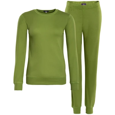 LIVING CRAFTS - Damen Schlafanzug - Grün (100% Bio-Baumwolle), Nachhaltige Mode, Bio Bekleidung