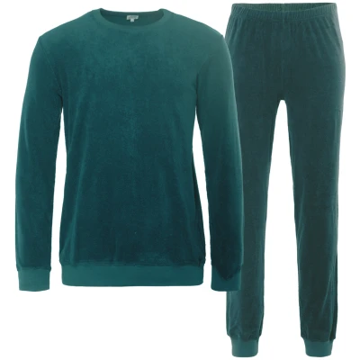 LIVING CRAFTS - Herren Frottee-Schlafanzug - Grün (100% Bio-Baumwolle), Nachhaltige Mode, Bio Bekleidung
