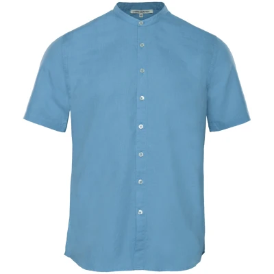 LIVING CRAFTS - Herren Kurzarm Hemd - Blau (55% Leinen; 45% Bio-Baumwolle), Nachhaltige Mode, Bio Bekleidung