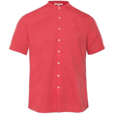 LIVING CRAFTS - Herren Kurzarm Hemd - Rot (55% Leinen; 45% Bio-Baumwolle), Nachhaltige Mode, Bio Bekleidung