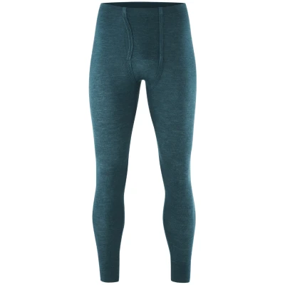 LIVING CRAFTS - Herren Lange Unterhose - Petrol (70% Bio-Wolle; 30% Seide), Nachhaltige Mode, Bio Bekleidung