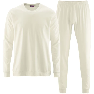 LIVING CRAFTS - Herren Schlafanzug - Beige (100% Bio-Baumwolle), Nachhaltige Mode, Bio Bekleidung