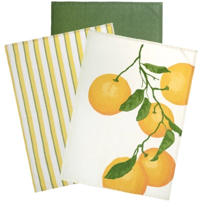 LIVING CRAFTS - Home Geschirrtücher, 3er-Pack - Gemustert (55% Leinen; 45% Bio-Baumwolle), Nachhaltige Mode, Bio Bekleidung