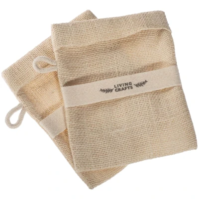 LIVING CRAFTS - Home Seifensäckchen, 2er Pack - Beige (100% Jute), Nachhaltige Mode, Bio Bekleidung