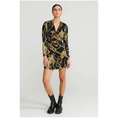 LOVJOI Damen vegan Kleid Emylia Jaguar Barock Schwarz