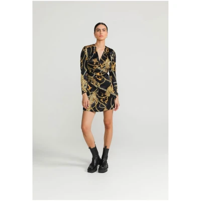 LOVJOI Damen vegan Kleid Emylia Jaguar Barock Schwarz