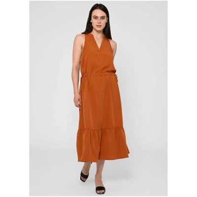 LOVJOI Damen vegan Maxikleid Ramaria Dark Amber