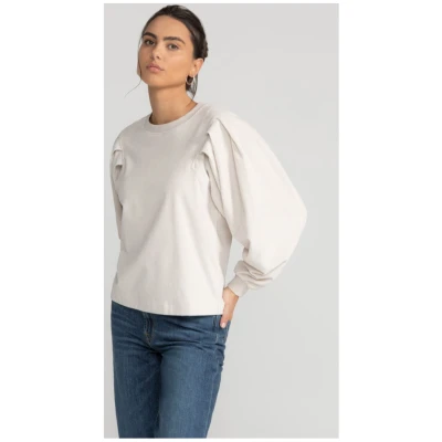 LOVJOI Damen vegan Sweatshirt Malvine Misty Beige