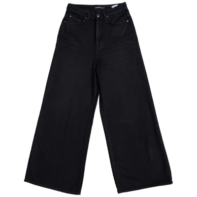 LOVJOI Damen vegan Weite Cropped Jeans Barleria Schwarz Overdyed