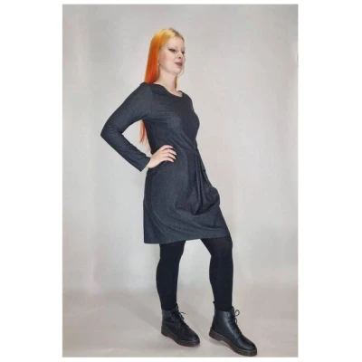 LUMEN organic Kleid drapiert DENIM STRETCH