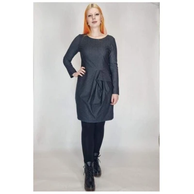 LUMEN organic Kleid drapiert DENIM STRETCH