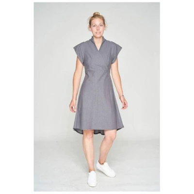LUMEN organic Kleid mit Stehkragen DENIM STRETCH grau