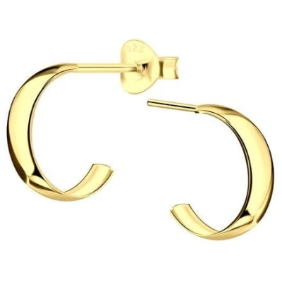 LUXAA Breite Halbcreolen - 925er Sterling Silber - Gold