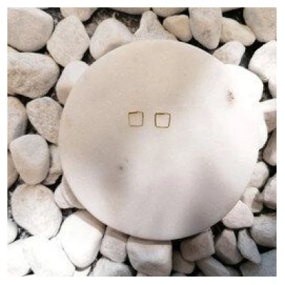 LUXAA Kleine Creolen Ohrringe Quadrat - 925er Sterling Silber - Gold - 8mm