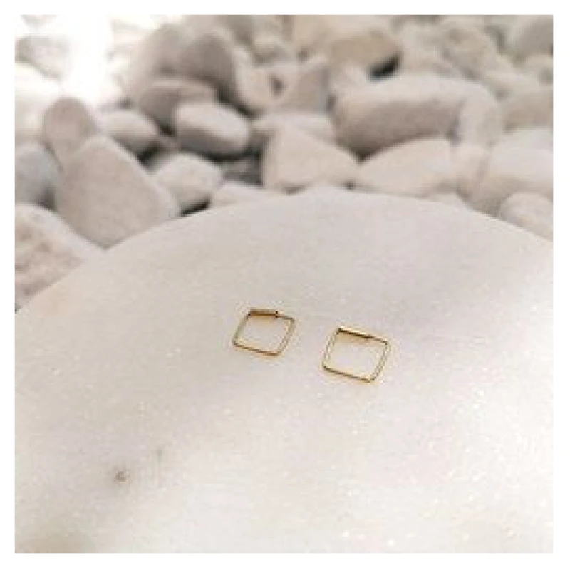 LUXAA Kleine Creolen Ohrringe Quadrat - 925er Sterling Silber - Gold - 8mm