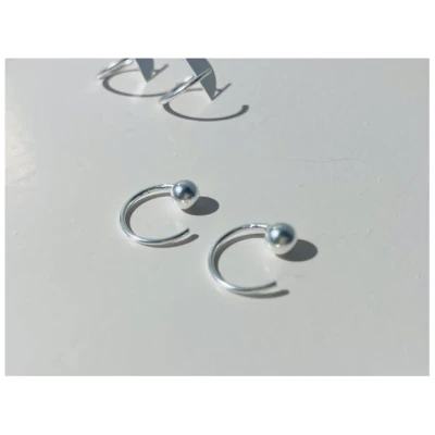 LUXAA Kleine Creolen mit Kugel - 925er Sterling Silber