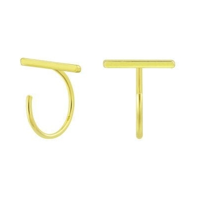 LUXAA Kleine Creolen mit Stab - 925er Sterling Silber - Gold