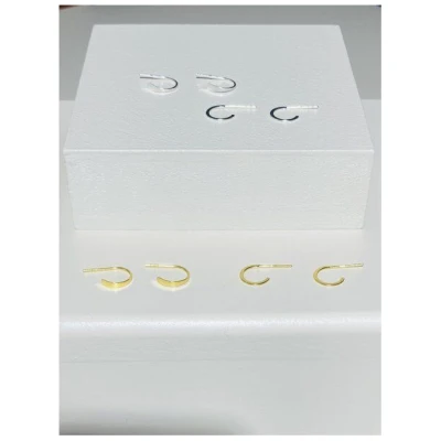 LUXAA Kleine Halbcreolen gestanzt - 925er Sterling Silber - Gold