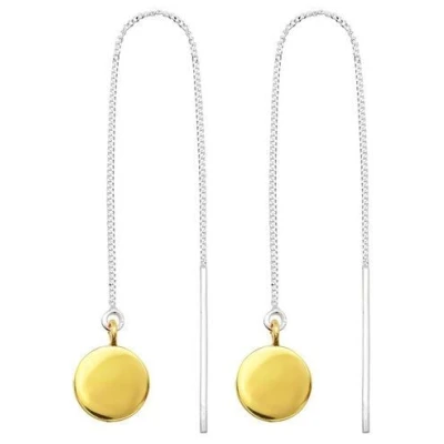 LUXAA Zarter Ketten-Ohrring mit Scheibe aus 925er Sterling Silber - Gold/Silber