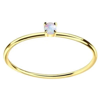 LUXAA Zarter Ring mit kleinem Opal Stein aus 925er Sterling Silber - Gold