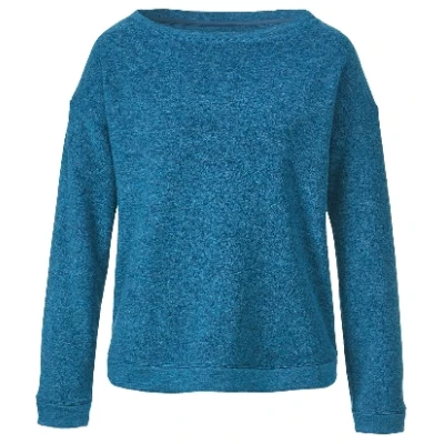 Langarm-Frotteeshirt aus reiner Bio-Schurwolle, petrol melange 36