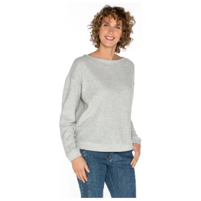 Langarm-Frotteeshirt aus reiner Bio-Schurwolle, stein melange 36