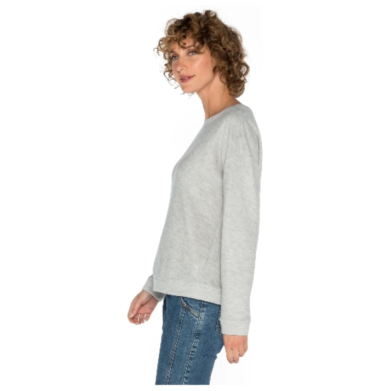 Langarm-Frotteeshirt aus reiner Bio-Schurwolle, stein melange 36
