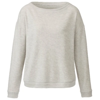 Langarm-Frotteeshirt aus reiner Bio-Schurwolle, stein melange 36