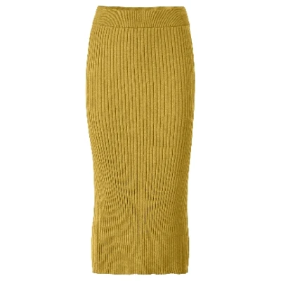 Langer Strickrock aus Bio-Merinowolle und Bio-Baumwolle, safran 36