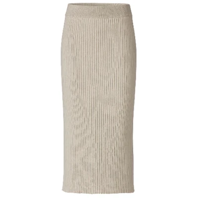 Langer Strickrock aus Bio-Merinowolle und Bio-Baumwolle, stein 36