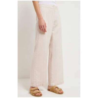 Lanius Damen vegan Hose Leinen Marlene Creme