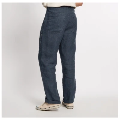 Leinenhose aus reinem Leinen, nachtblau 32/L33