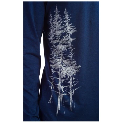 Life-Tree Longsleeve aus Biobaumwolle Fairwear für Herren "Fichtenwald" in Denim Blau