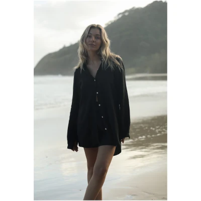 Linen Shirt Black - The Allie