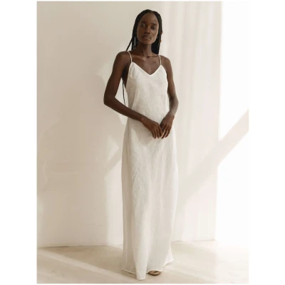 Linen Slip Dress in White