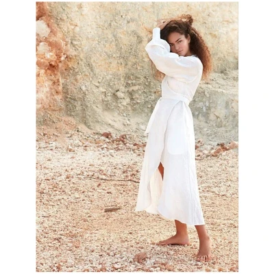 Linen Wrap Dress in White - Desdemona
