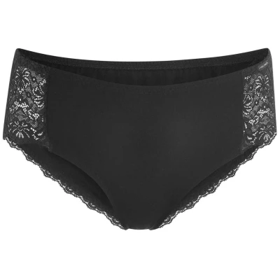 Living Crafts Baumwoll-Panty in schwarz mit eingearbeiteter Spitze