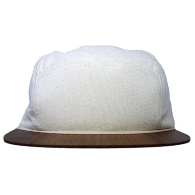 Lou-i Canvas Cap weiß mit edlem Holzschirm - Made in Germany - Sehr bequem