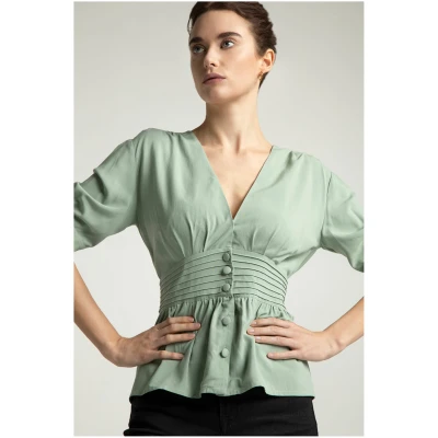 Lovjoi Damen vegan Bluse Lillmor Grün