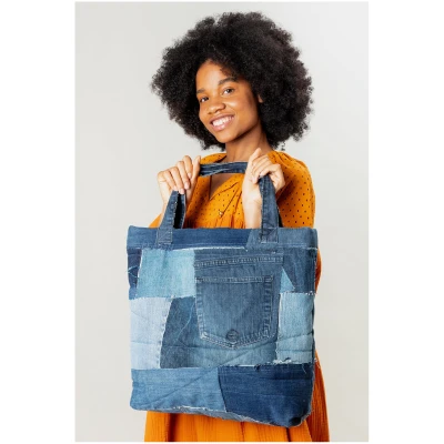 MAHLA Damen vegan Nova Upcycled Denim Shopper Tasche