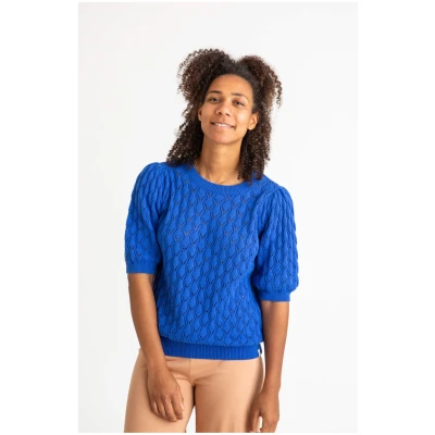 MATONA Damen vegan Pullover Gestrickt Kobaltblau