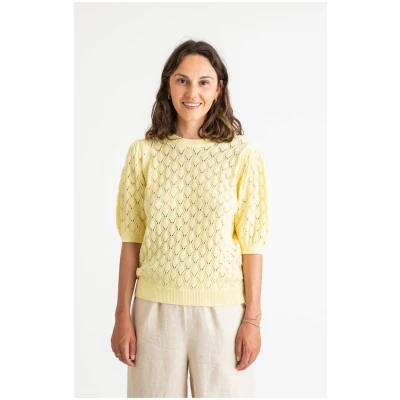 MATONA Damen vegan Pullover Gestrickt Narzissengelb